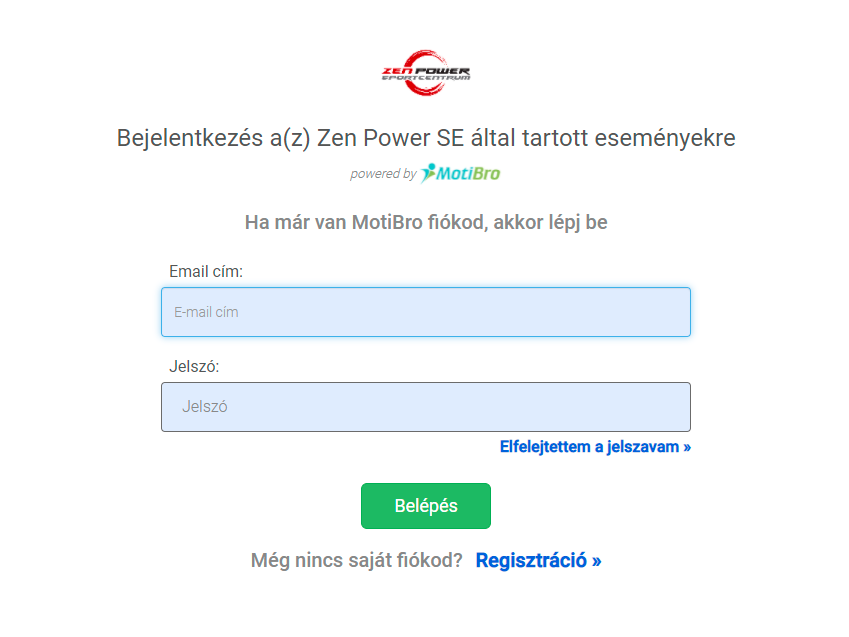 Zen Power SE Motibro bejelentkező oldala